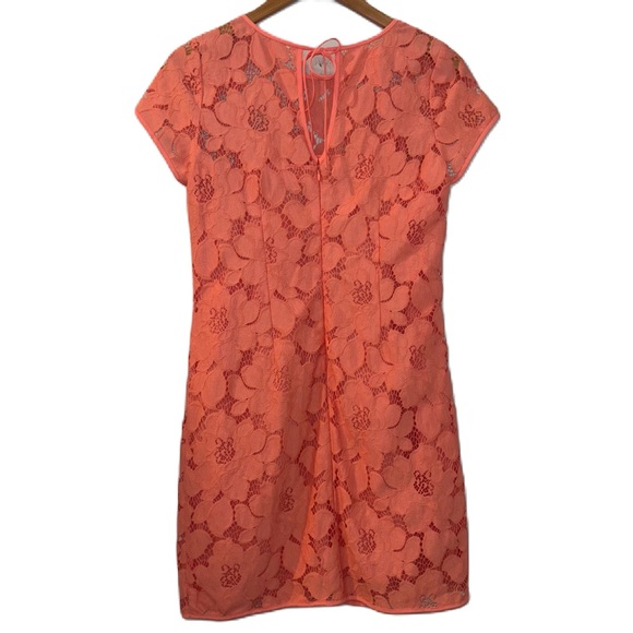 Loft Light Coral Lace Overlay Shift Dress Size 2 - Picture 2 of 8